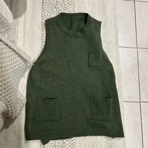 Olive Green Sleeveless Sweater Vest
